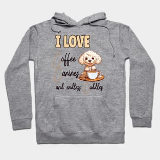 I Love Coffee Canines and Cuddles Bichon Frise  Owner Funny Hoodie